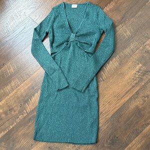 Abercrombie & Fitch Shimmer Cut Out Long-Sleeve Dress